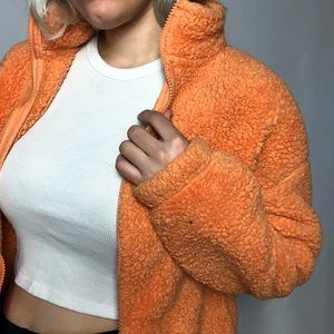 Fuzzy Orange Zip-up Jacket